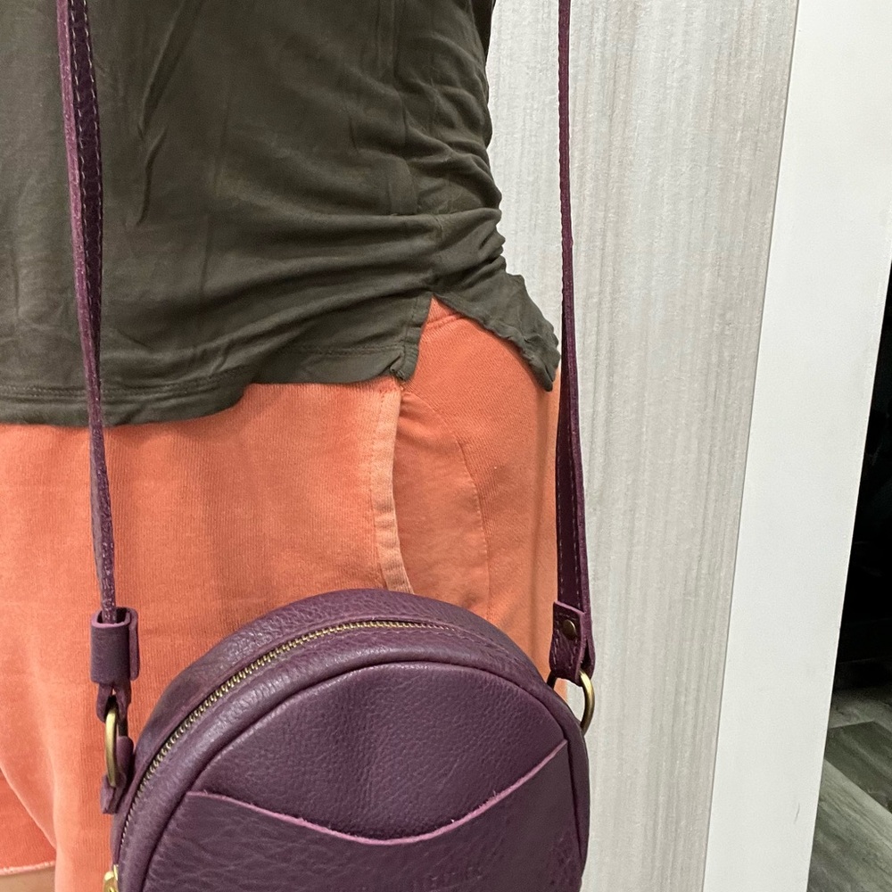 Portland Leather Round Crossbody Bag in Purple - Picture 6 of 6